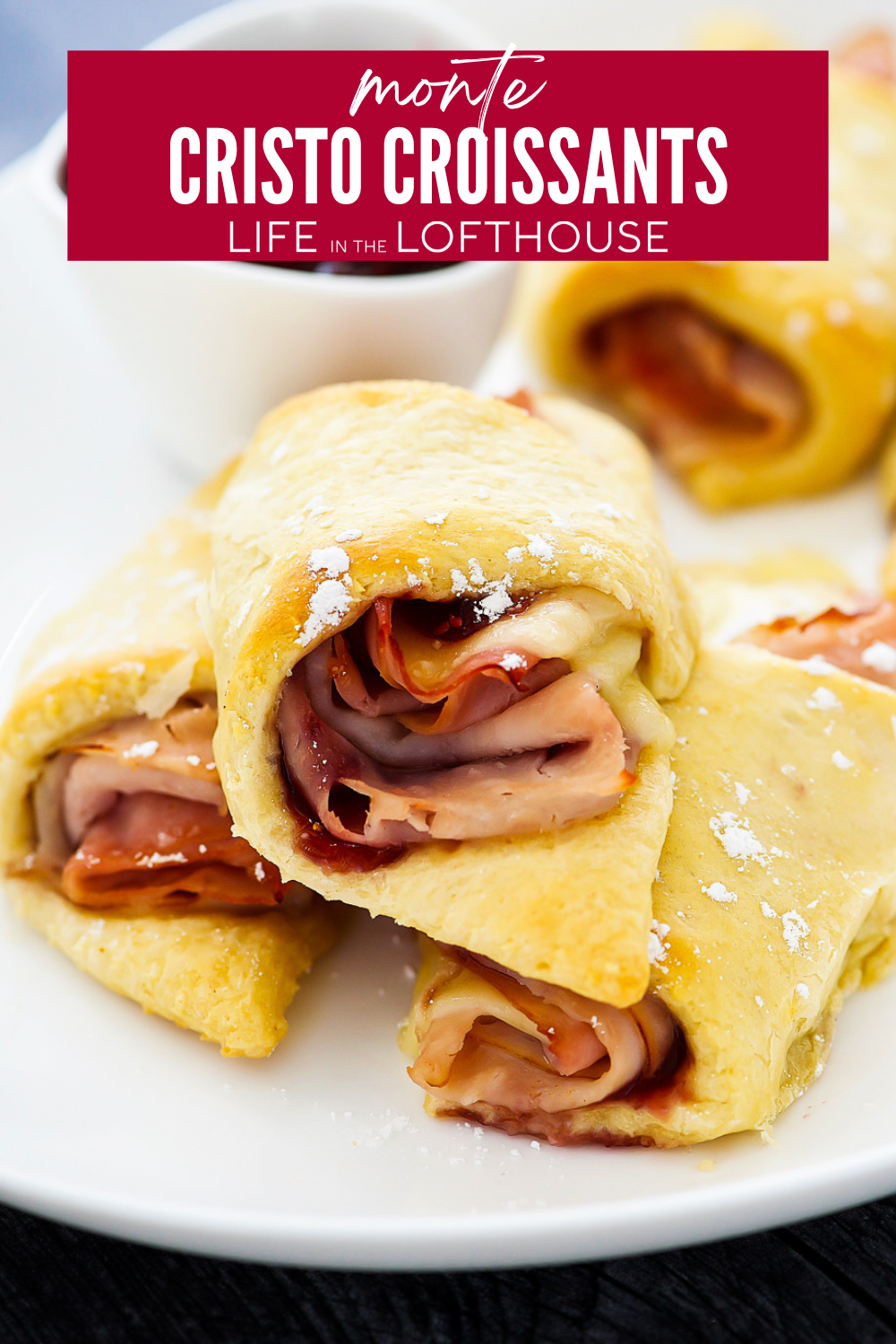 Slices of ham, turkey and muenster cheese are baked in buttery, flaky croissants and served with raspberry jam. These sweet and savory croissants will leave you craving them morning, noon and night!