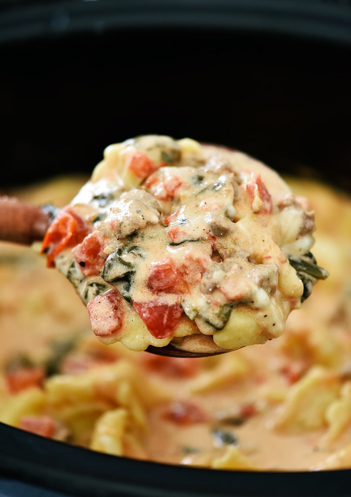 Slow Cooker Sausage and Cheese Tortellini