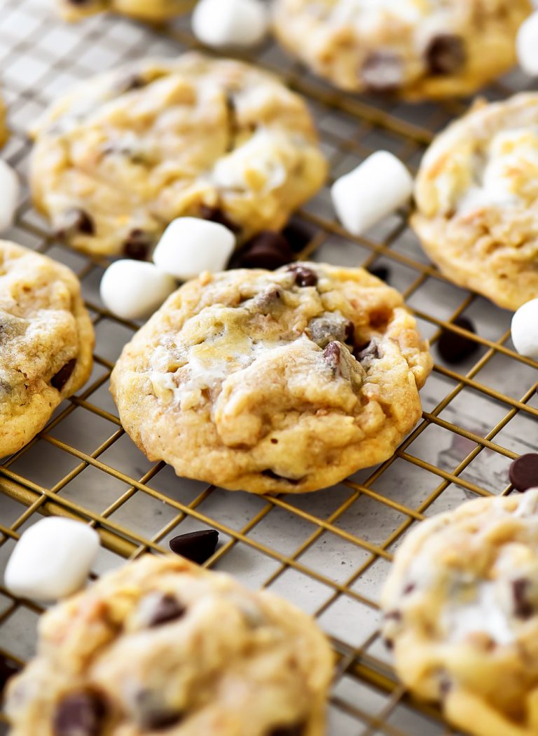 Chocolate Chip Cookies filled with marshmallow and graham cracker crumbs. Life-in-the-Lofthouse.com