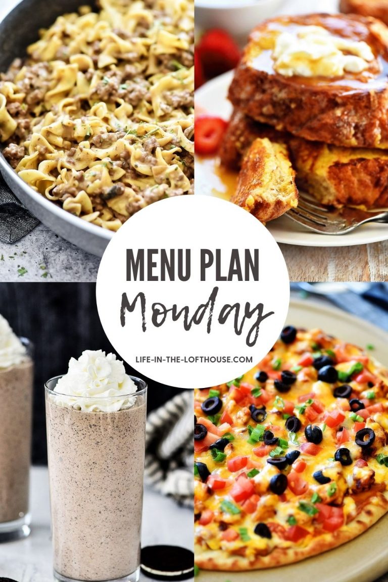 Menu Plan Monday is a list of recipes with six dinner ideas and one dessert.