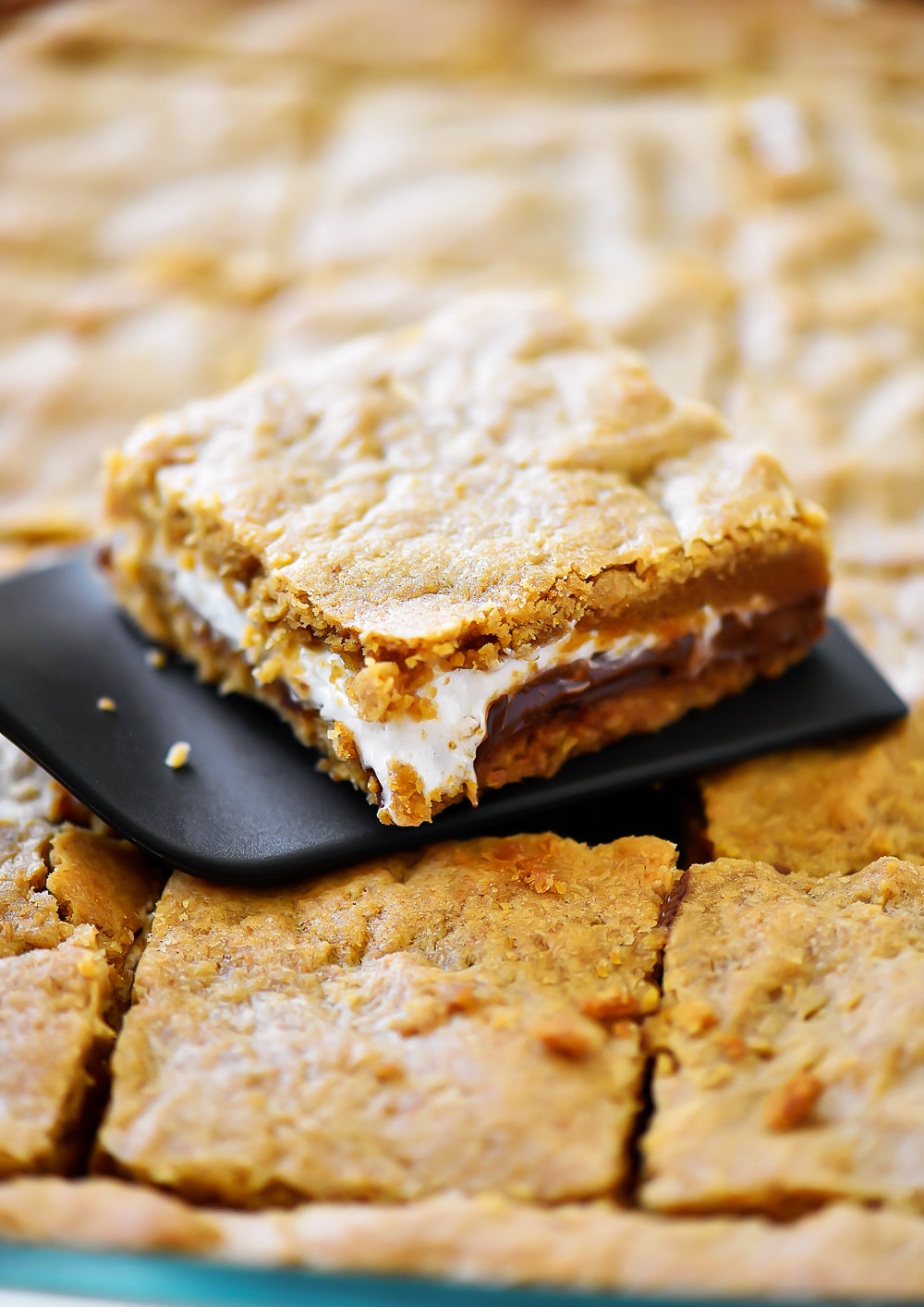 S'mores Cookie Bars have all the flavors of traditional s'mores but in cookie bar form. Life-in-the-Lofthouse.com