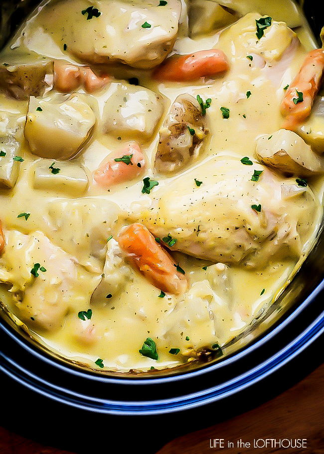 Chicken, potatoes and veggies cooked all together in the Crock Pot and full of ranch flavor. Life-in-the-Lofthouse.com