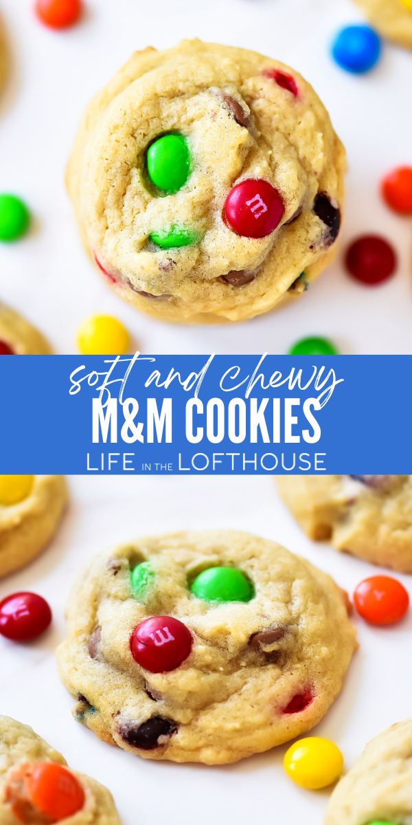 Soft and Chewy M&M Cookies Pinterest Pin