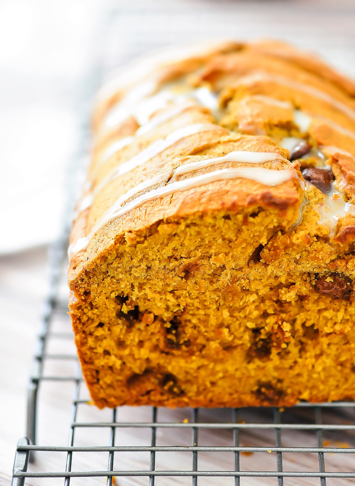 Glazed Chocolate Chip Pumpkin Bread
