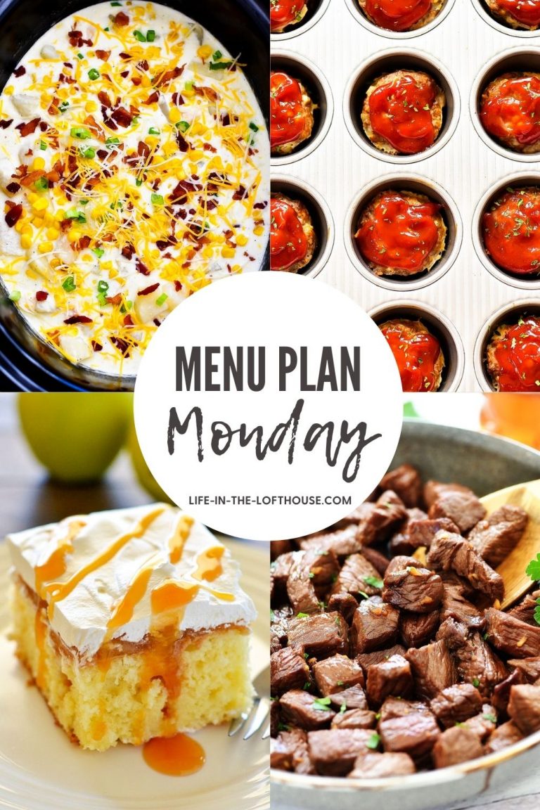 A weekly menu filled with dinner ideas and one dessert.