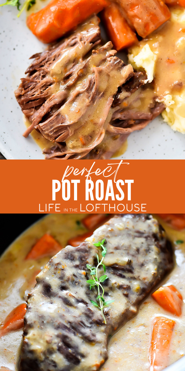 Tender roast simmers in a rich gravy that is full of flavor. This Perfect Pot Roast is great for any weekday or weekend dinner!