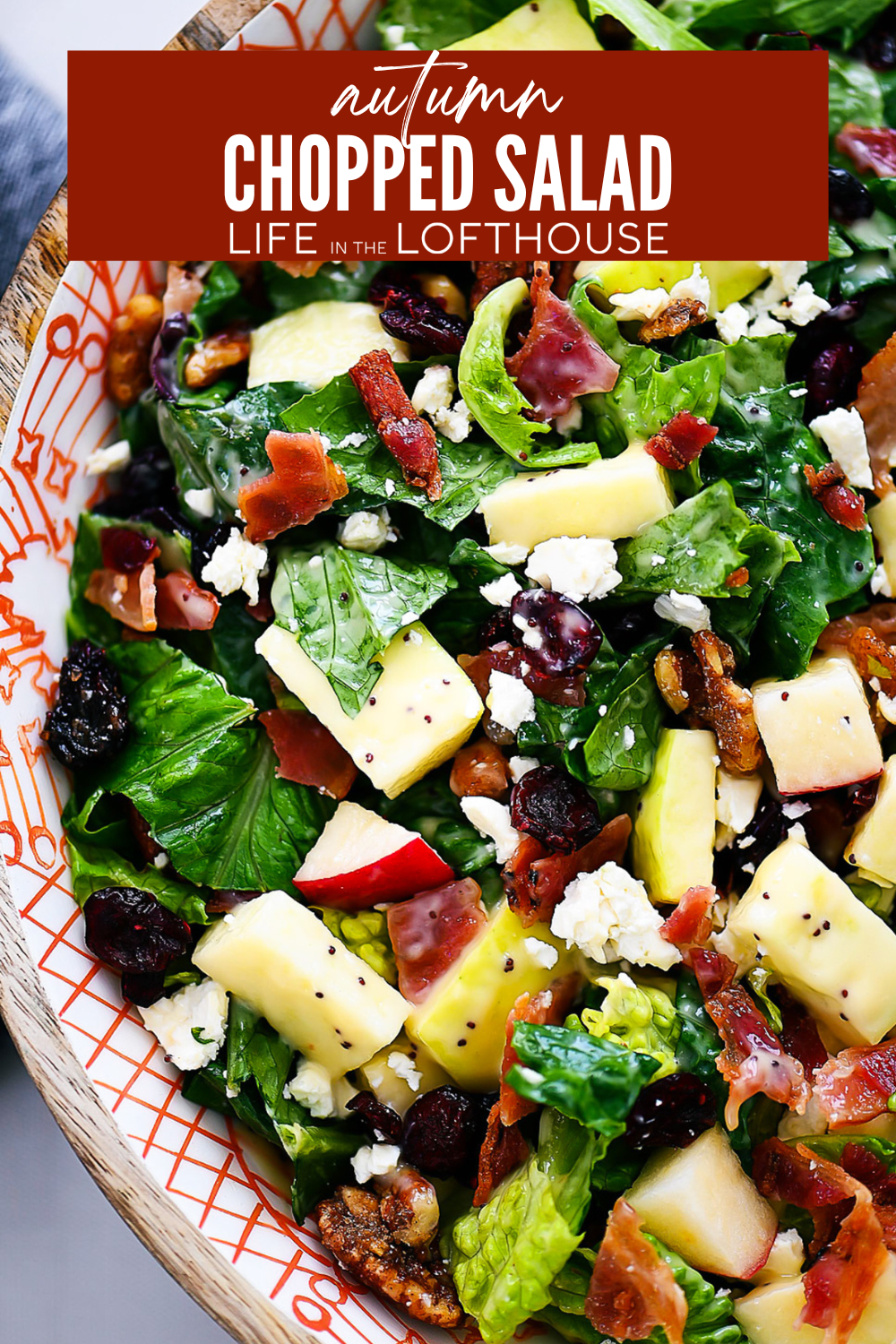 My Autumn Chopped Salad mixes fall flavors and textures all into one bowl. This salad is perfect for something that&rsquo;s lite in a season full of heavy dishes.