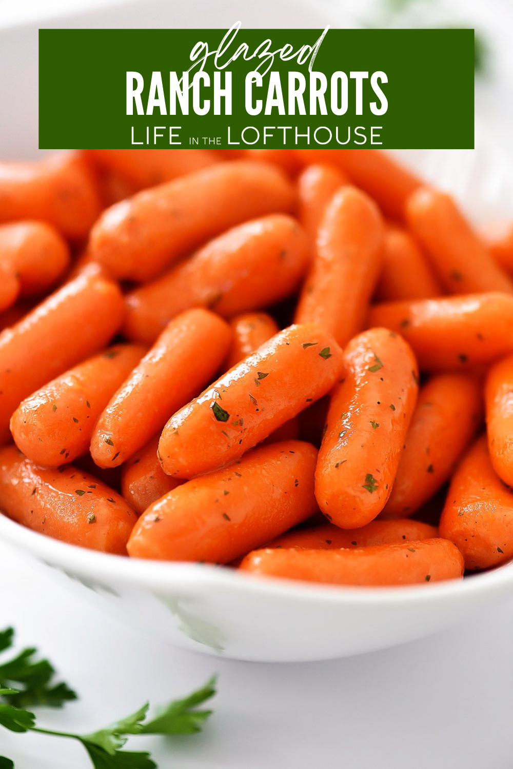 Glazed Ranch Carrots in a white dish