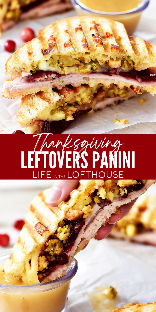 Thanksgiving Leftovers Panini dipped into sauce