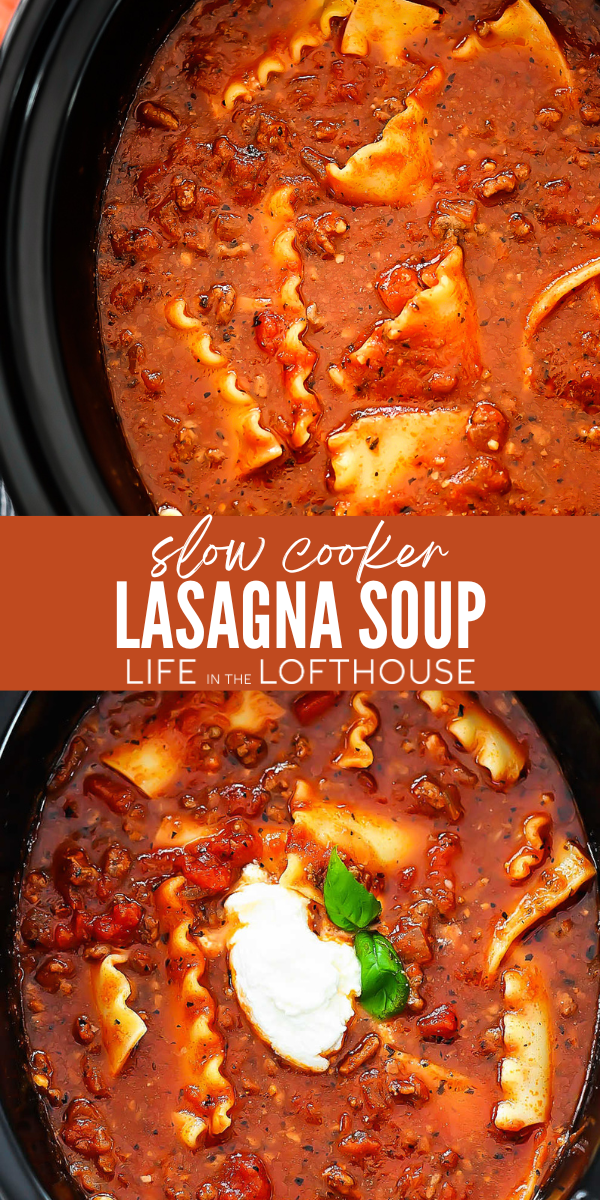 Slow Cooker Lasagna Soup is a hearty fall pasta soup that is easy to make and will have everyone running to the dinner table!