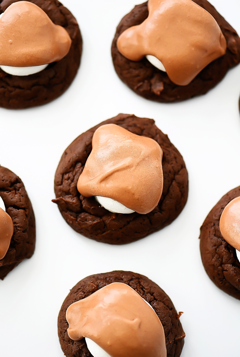 Double chocolate cookies with marshmallow and frosting.