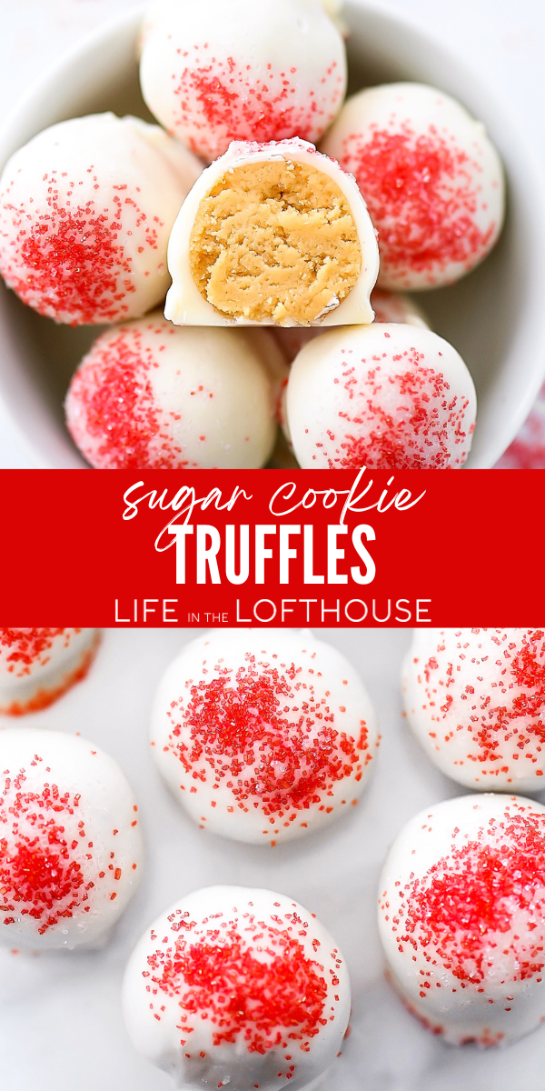 Sugar Cookie Truffles with red sprinkles
