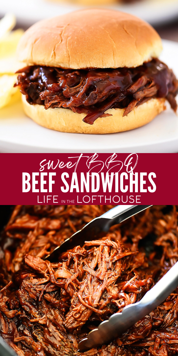 Sweet BBQ Beef Sandwiches are filled with shredded beef, zesty barbecue sauce and a surprise ingredient that make these so delicious! Dinner has never been easier with these amazing sandwiches.