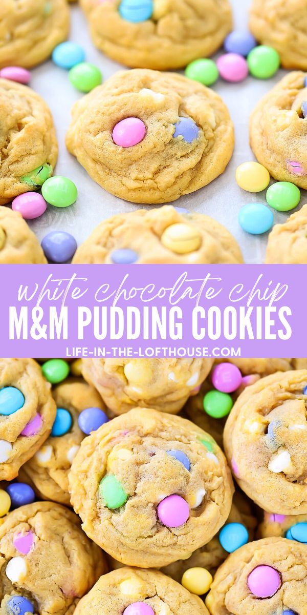 White Chocolate Chip M&M Pudding Cookies
