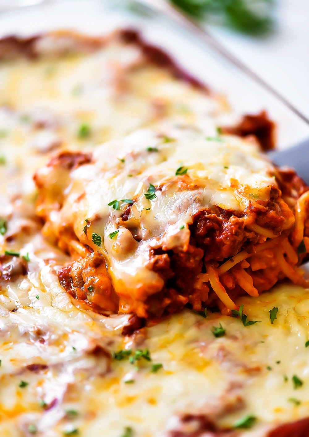 Baked Spaghetti is traditional spaghetti baked in the oven. Life-in-the-Lofthouse.com