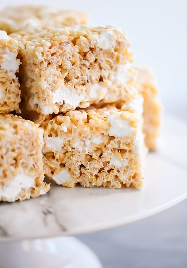 Gooey marshmallow rice krispie treats.