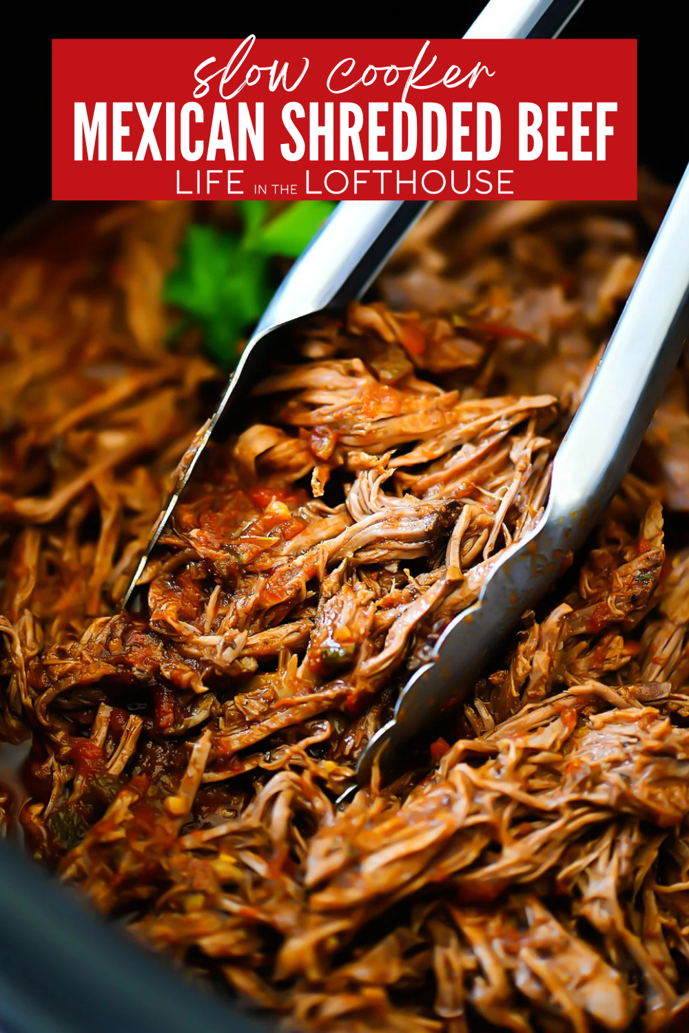 Slow Cooker Mexican Shredded Beef Pinterest Pin