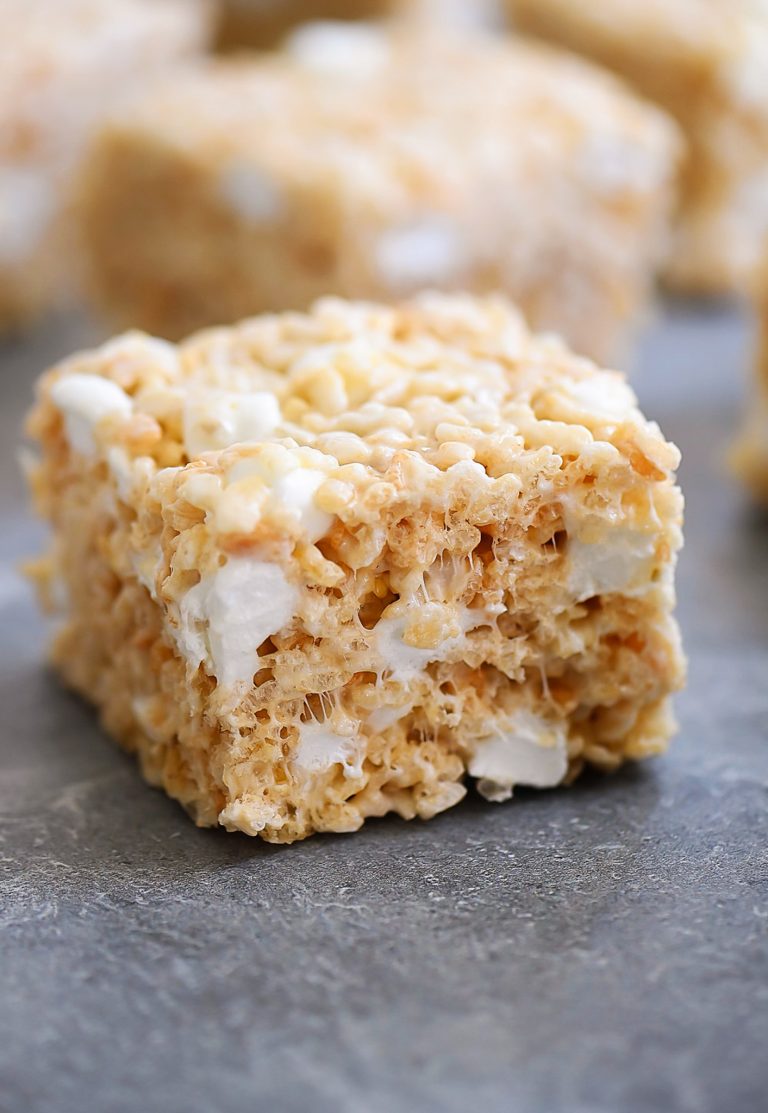 Gooey marshmallow rice krispie treats.
