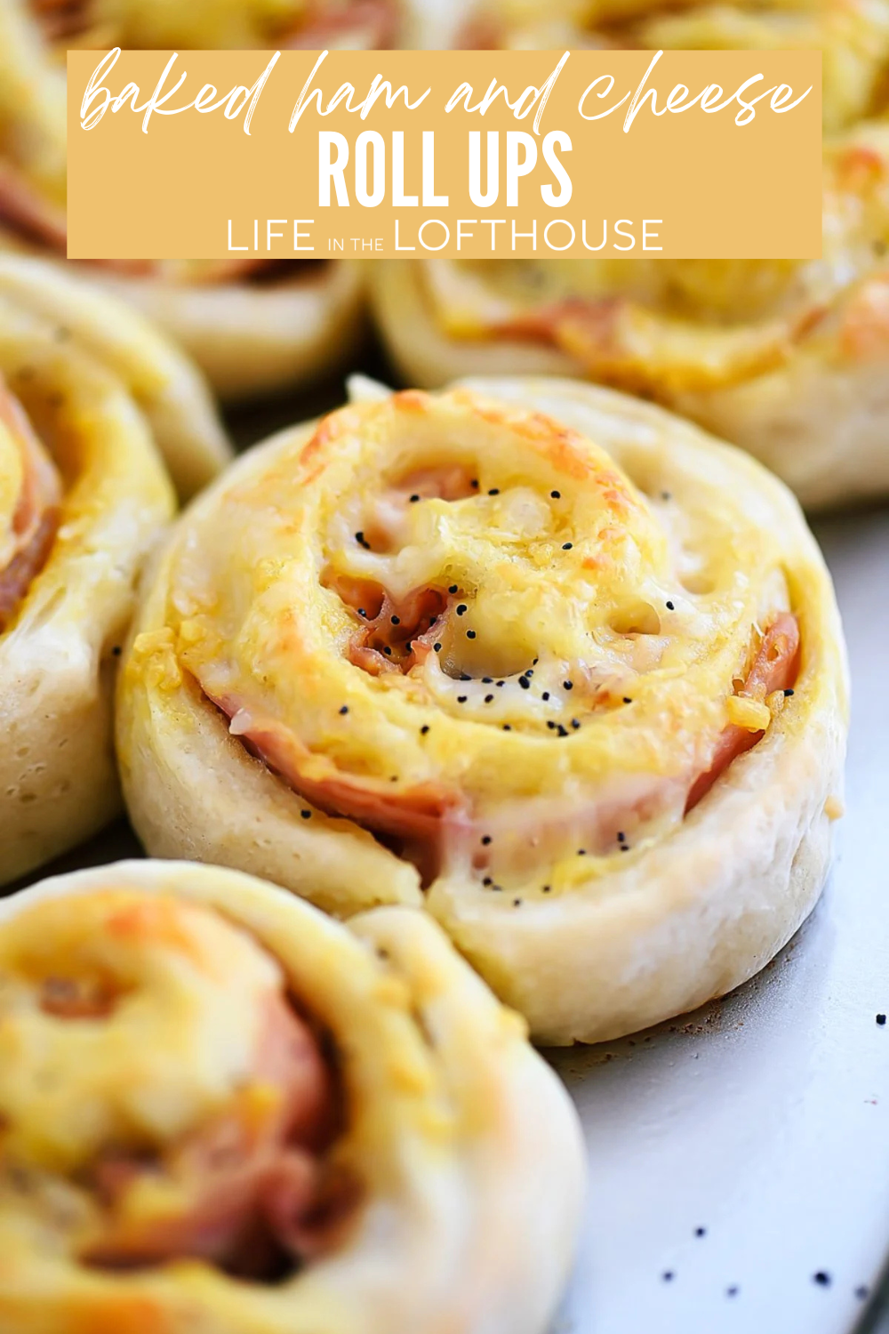 Baked Ham and Cheese Roll Ups Pinterest Pin