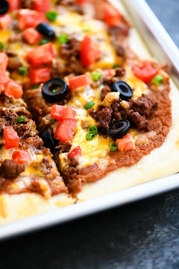Taco flavored pizza