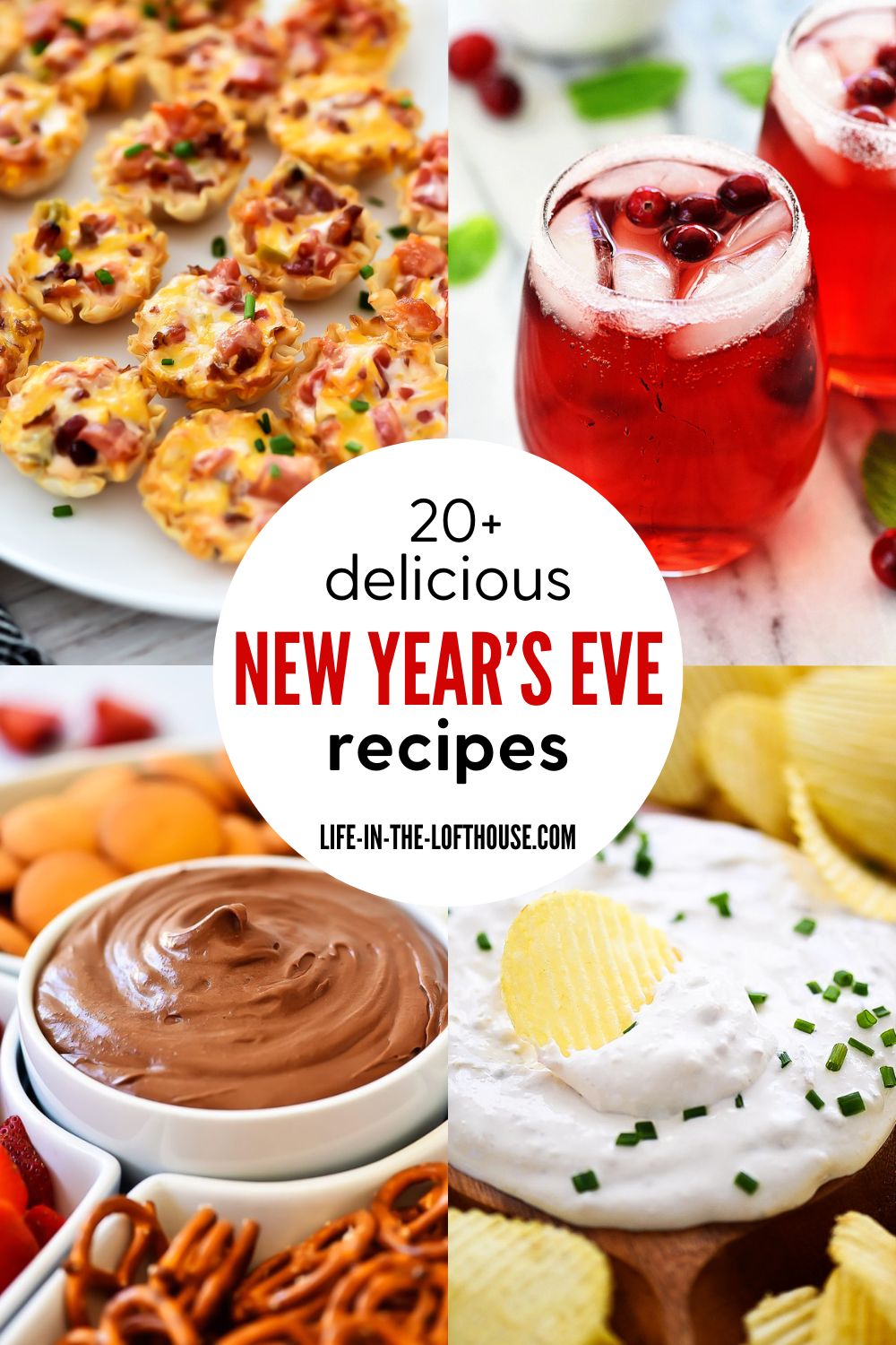 New Year's Eve appetizers, snacks and desserts