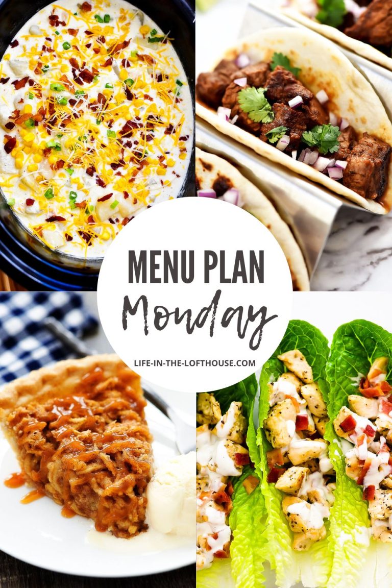 Menu Plan Monday is a list of six dinners and one dessert idea. Life-in-the-Lofthouse.com