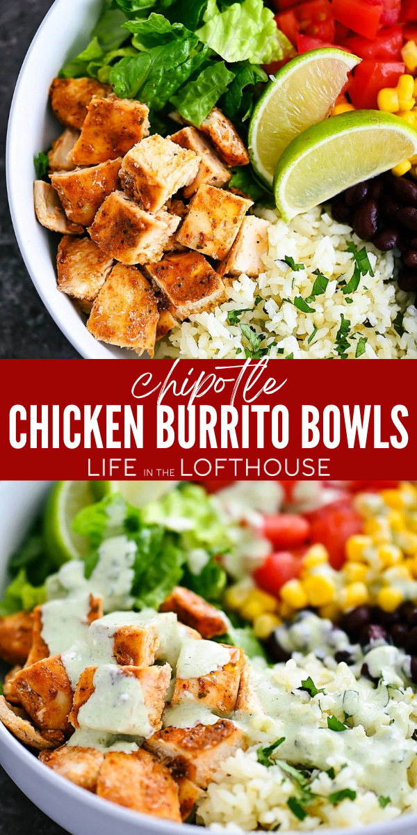 Chipotle Chicken Burrito Bowls Pinterest Pin
