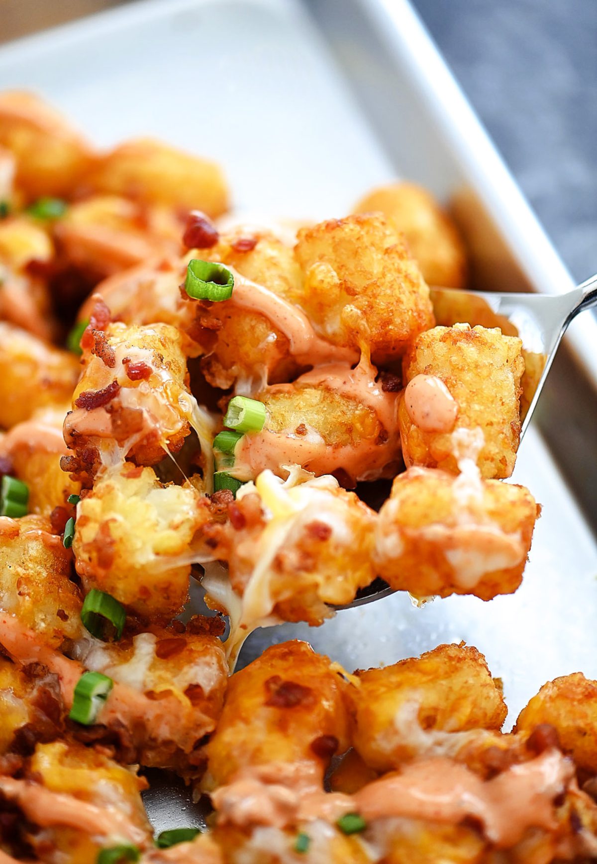 Loaded tater tot nachos