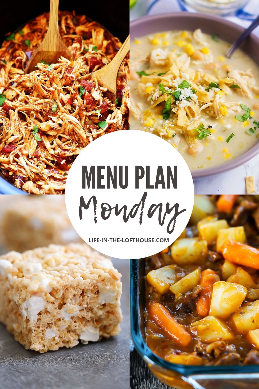 Meal planning menu of six dinners and one dessert.