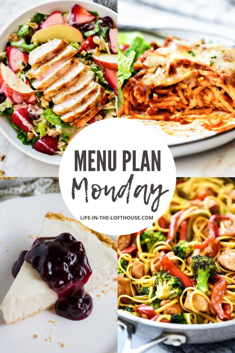Menu Plan Monday is a list of six dinners and one dessert idea.