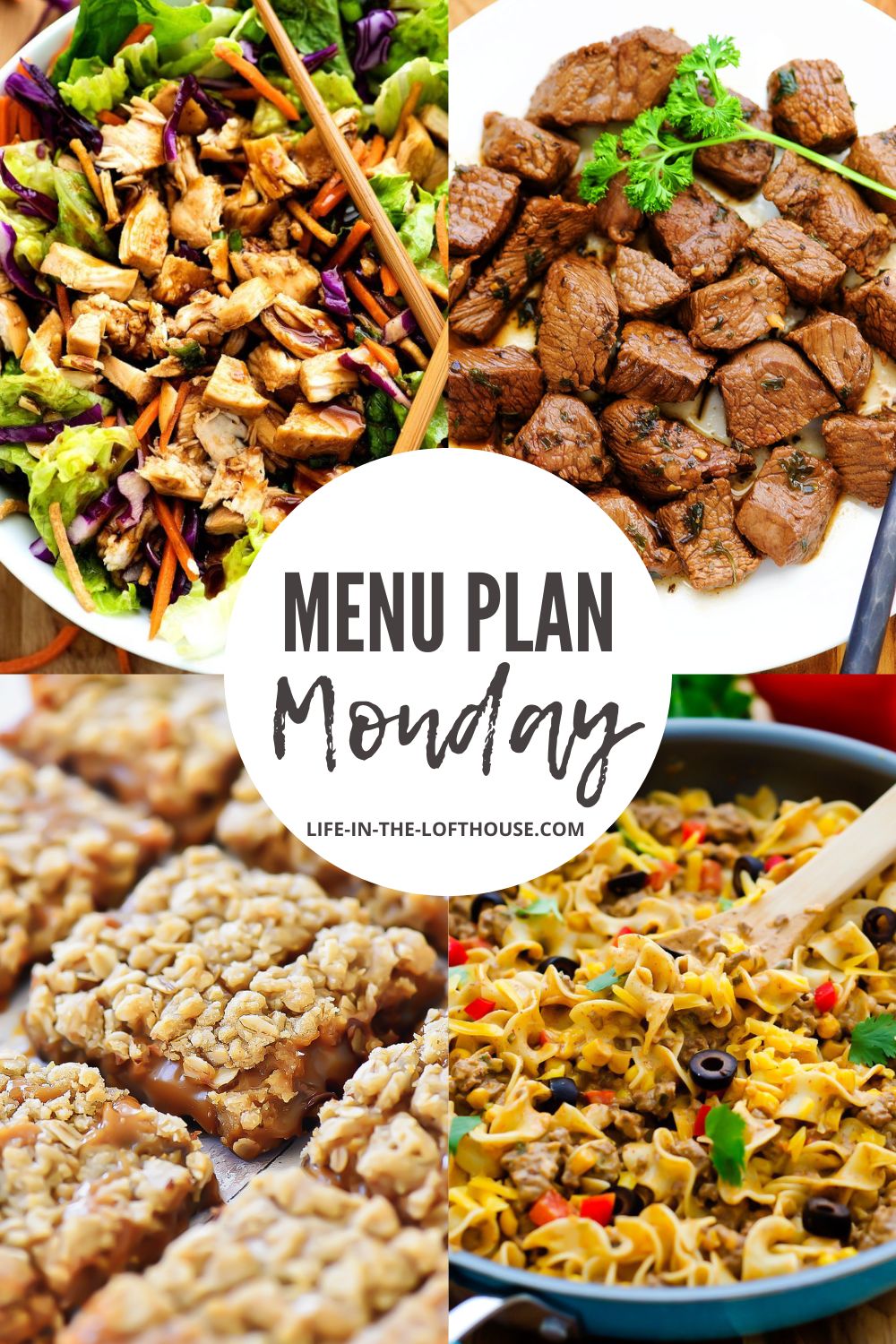 Menu Plan Monday is a list of dinner ideas and one dessert.