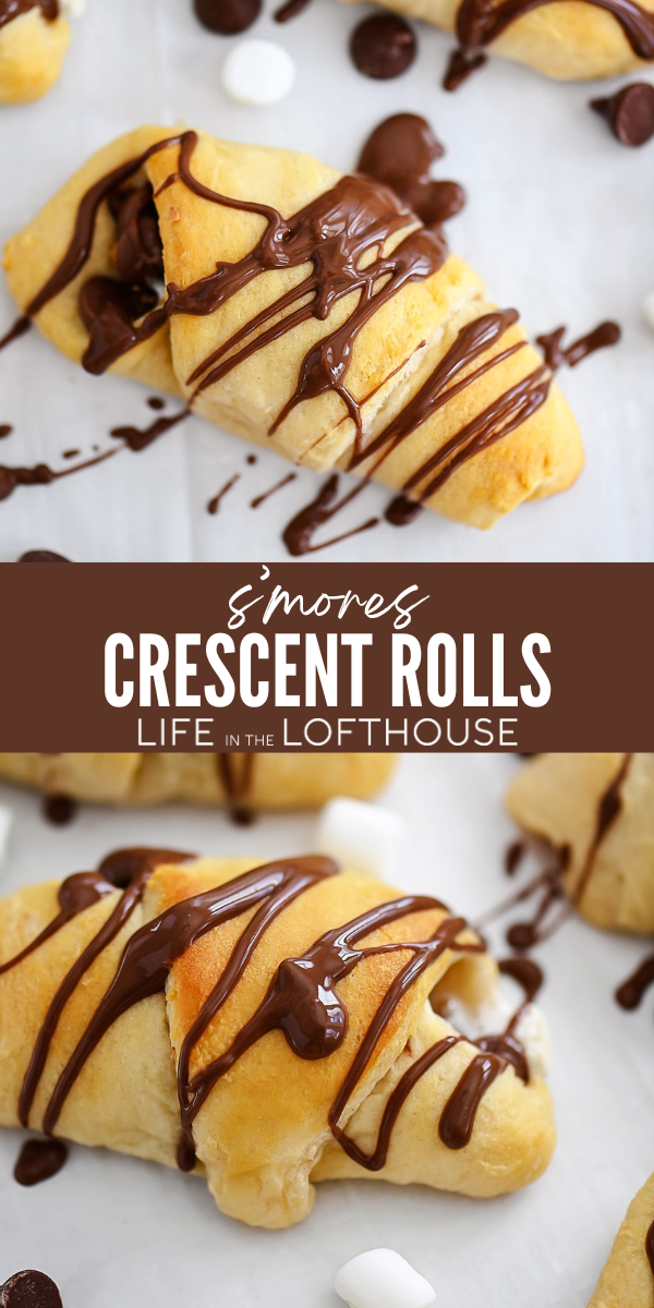 S'mores Crescent Rolls are flaky, buttery crescent rolls stuffed with Nutella, marshmallows, chocolate chips, and graham cracker crumbs!