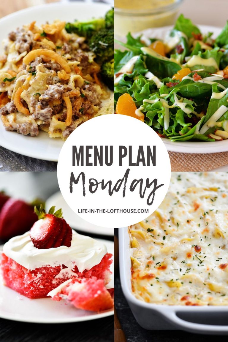 Menu Plan Monday is a list of six dinners and one dessert idea.