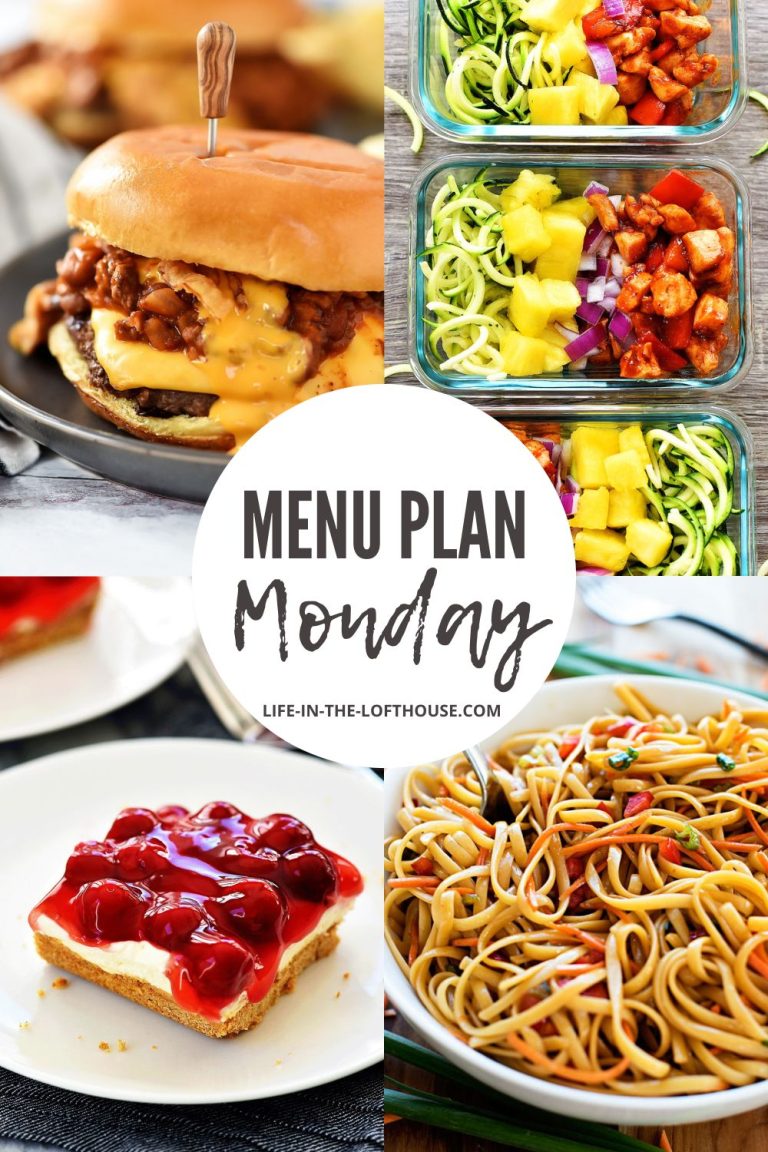 Menu Plan Monday is a list of six dinners and one dessert.