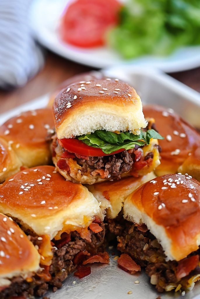 Cheeseburger Sliders with Bacon, Tomato, and Lettuce