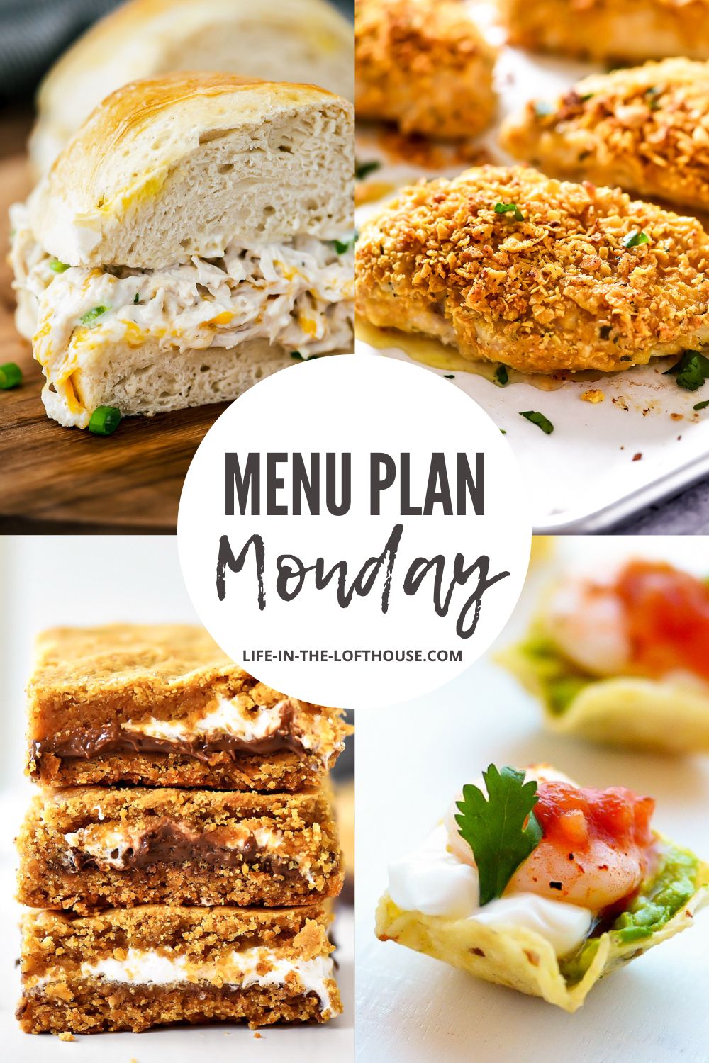 Menu Plan Monday is a list of six dinners and one dessert.