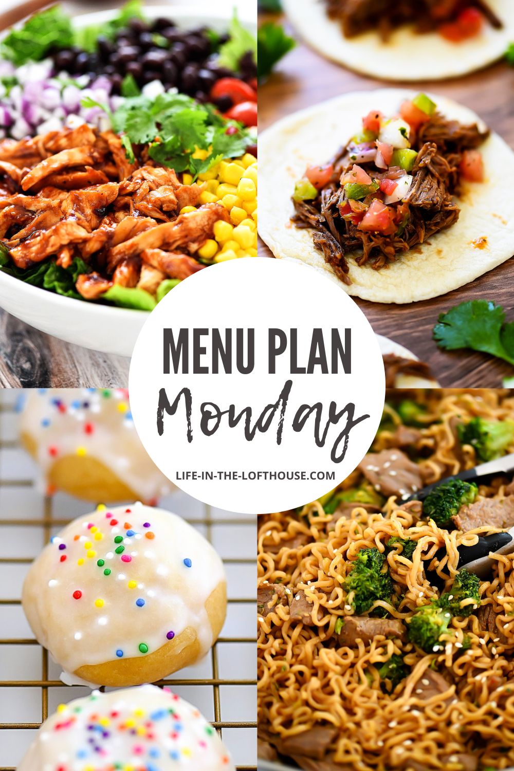 Menu Plan Monday is a list of six dinners and one dessert.