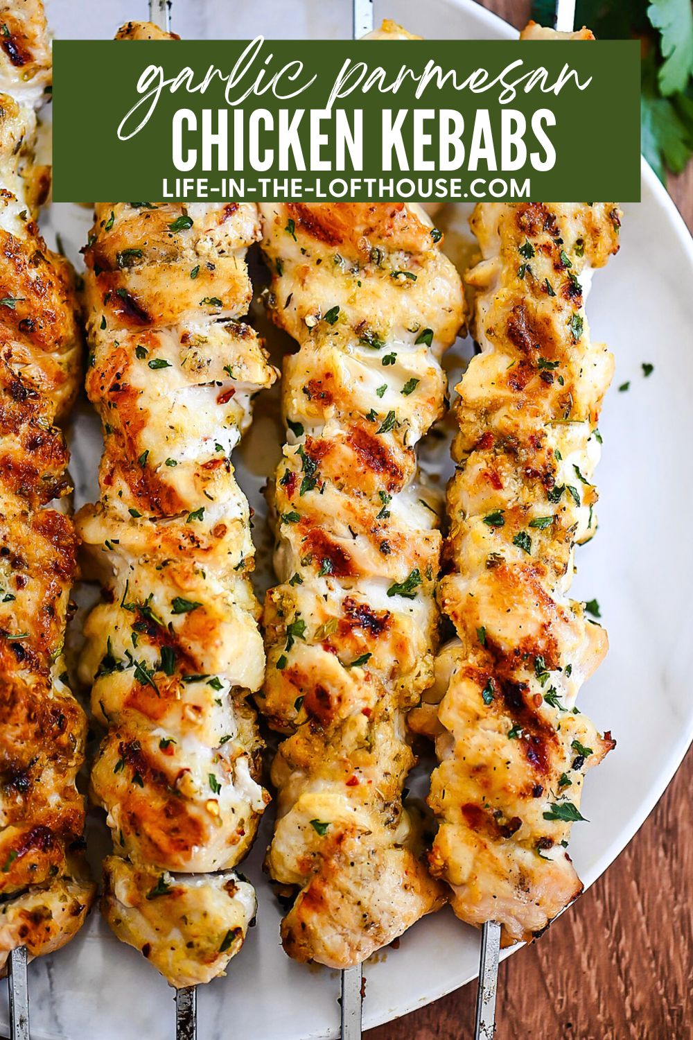 Parmesan Chicken Kebabs with Garlic