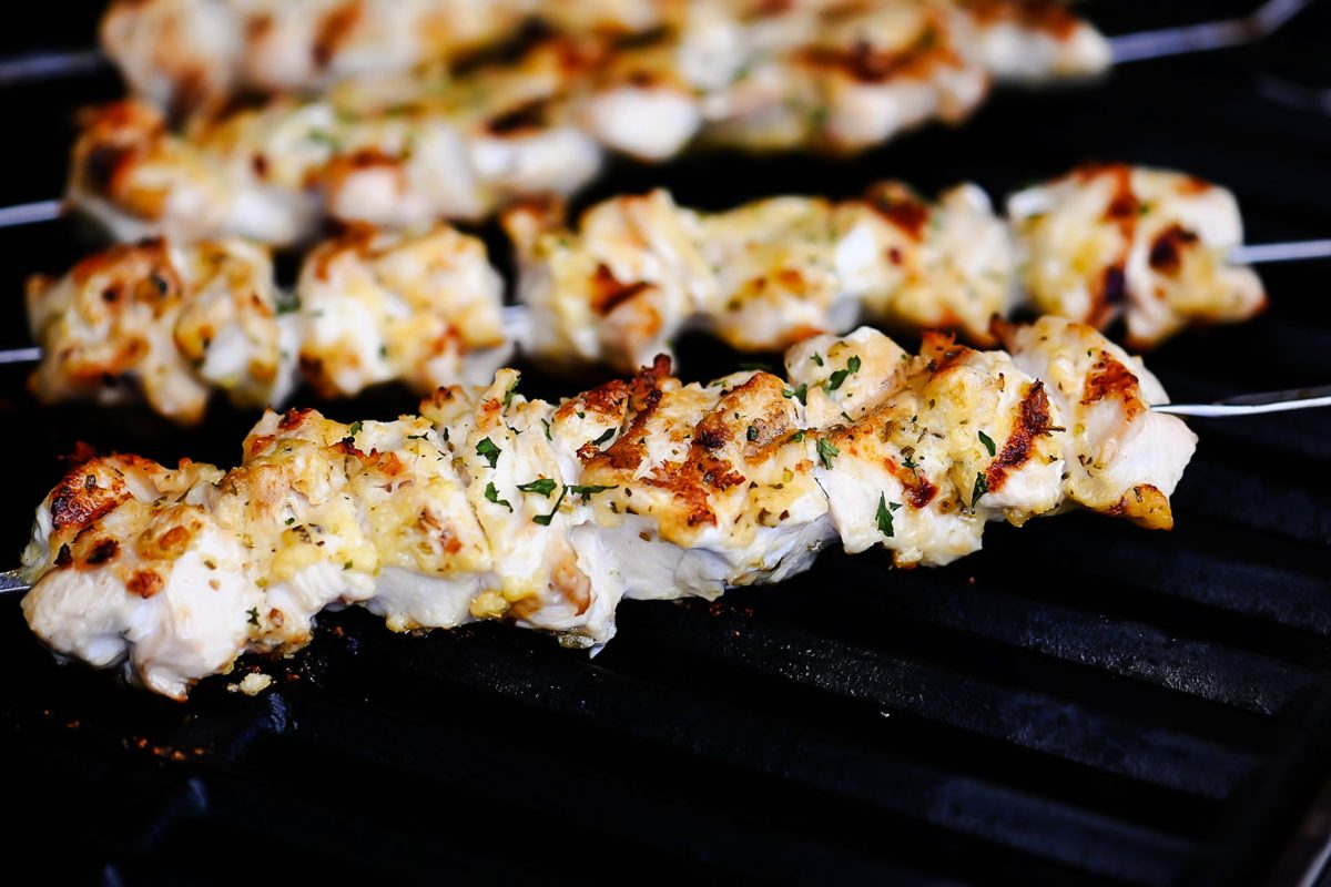 Parmesan Chicken Kebabs with Garlic