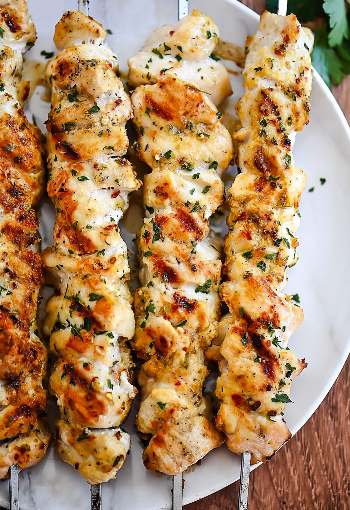 Parmesan Chicken Kebabs with Garlic
