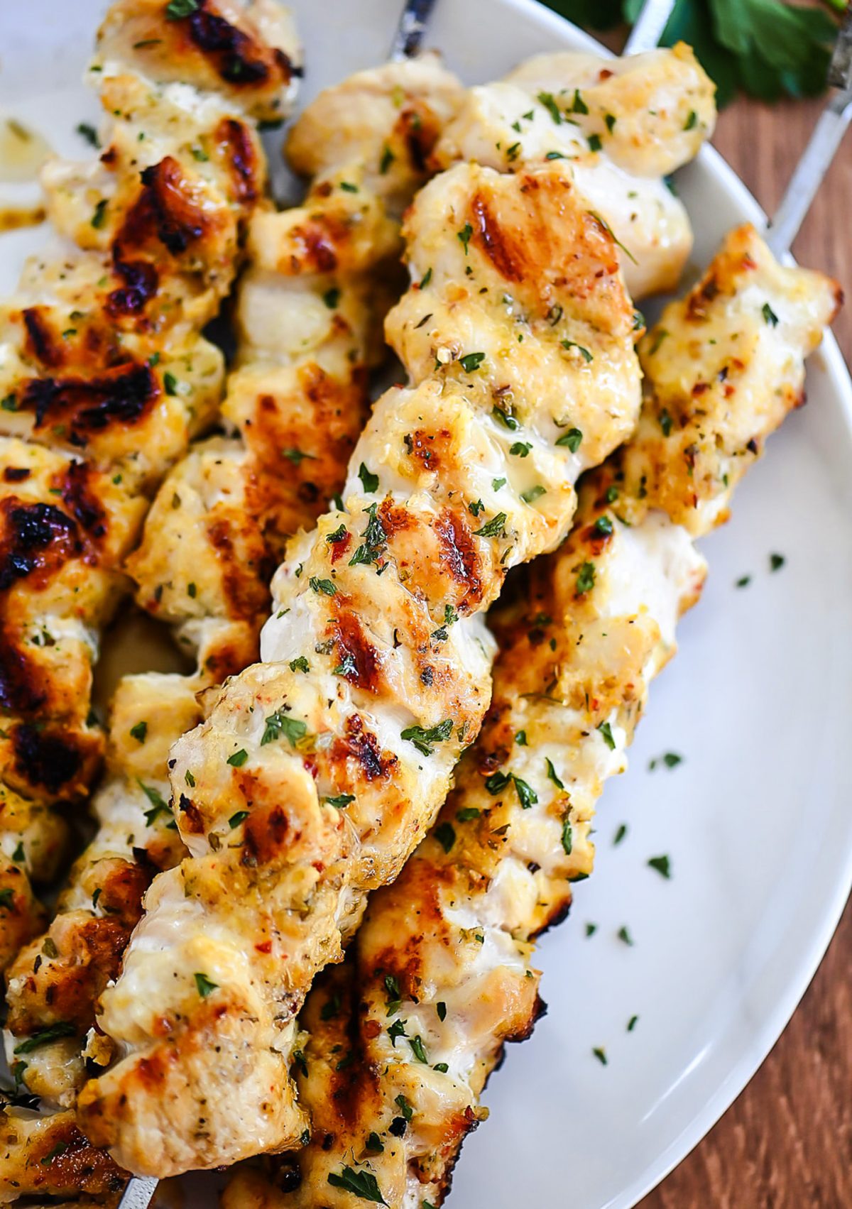Parmesan Chicken Kebabs with Garlic