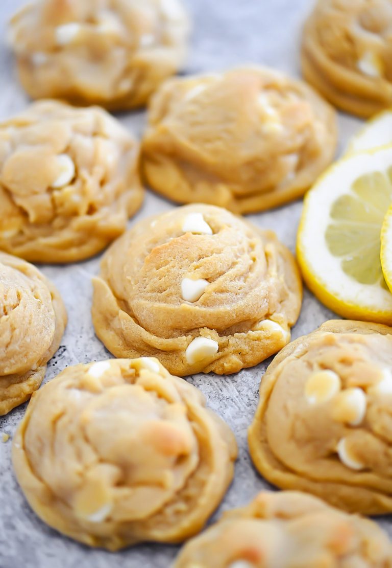 Pudding Cookies with lemon and white chocolate chips.