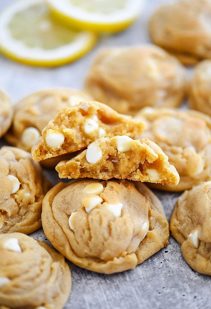Pudding Cookies with lemon and white chocolate chips.