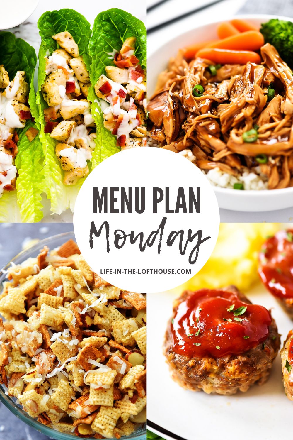 Menu Plan Monday is a list of 6 dinners and one dessert.