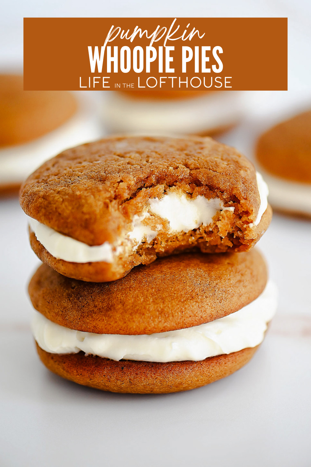 Soft, spiced cookies with cream cheese filling. Pumpkin Whoopie Pies