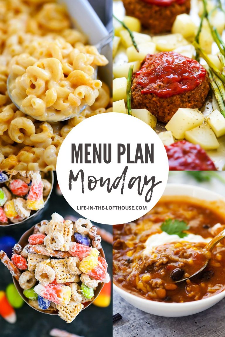 Menu Plan Monday is a list of six dinner ideas and one dessert.
