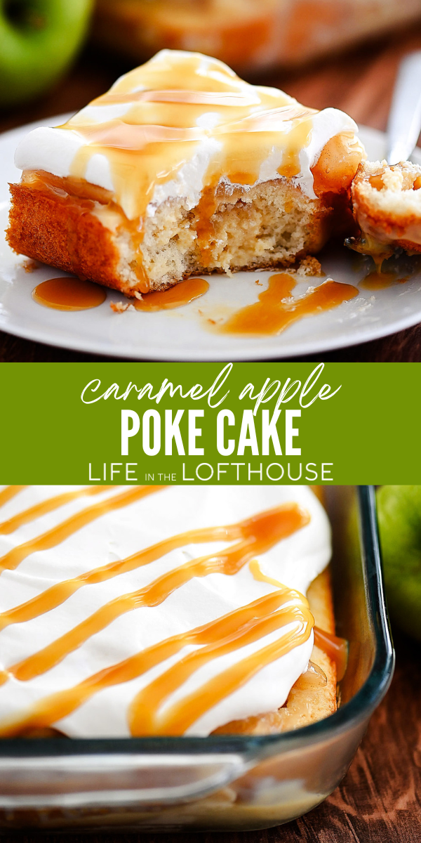 Caramel Apple Poke Cake is a light and moist cake.