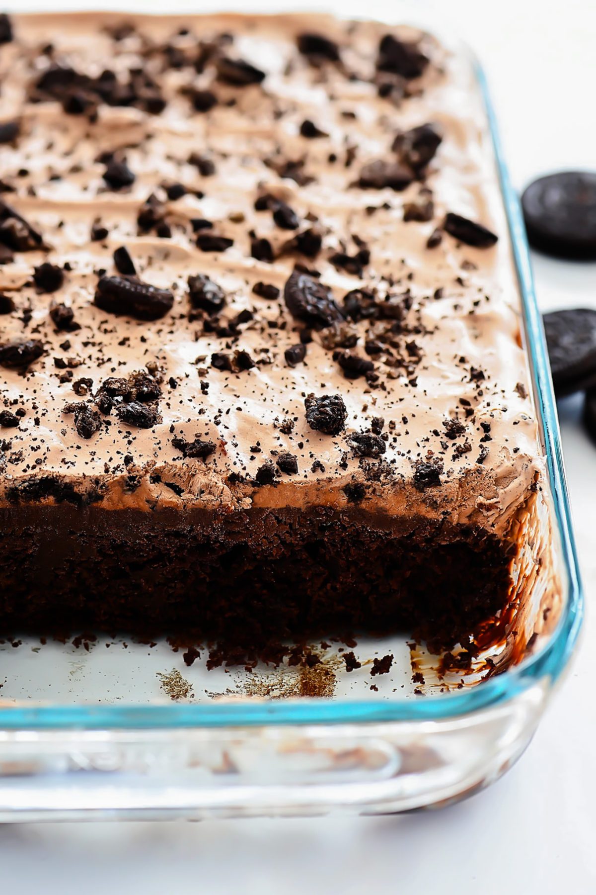 Oreo Hot Fudge Poke Cake