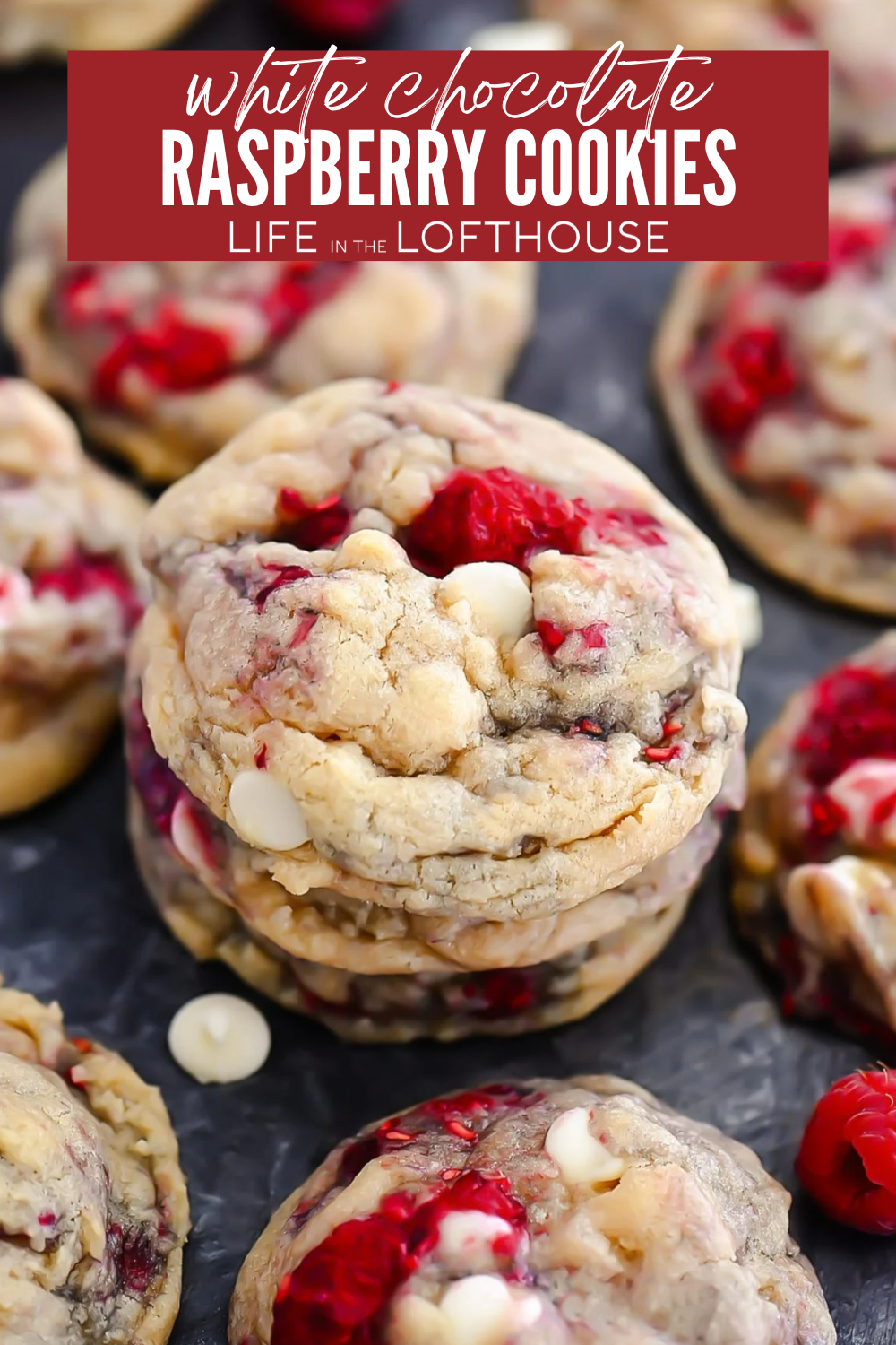 White Chocolate Raspberry Cookies Pinterest Pin