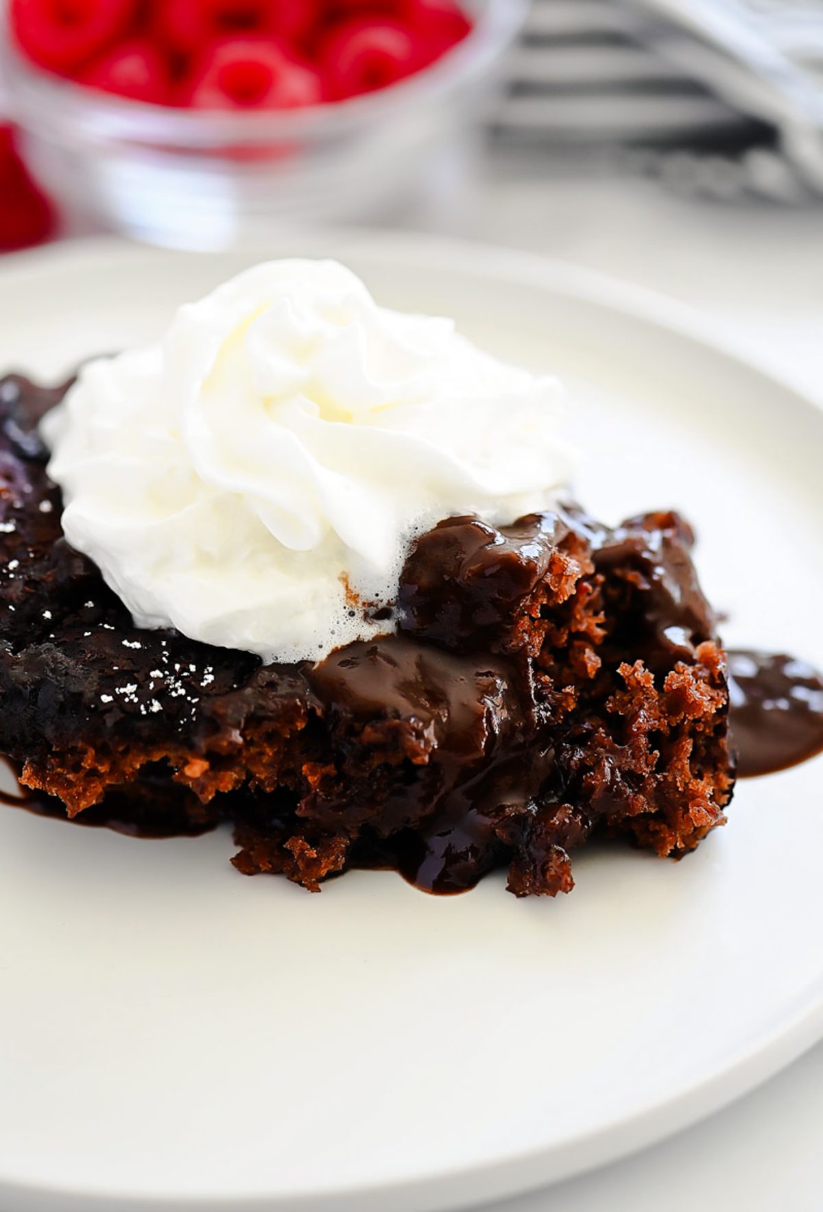 Lava cake baked in the slow cooker.
